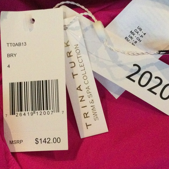 NWT $142 TRINA TURK  BERRY ONE SHOULDER ONE PIECE - Picture 3 of 8